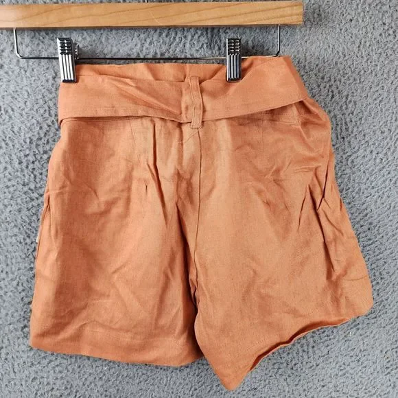 Indigo Rein Linen Blend Hayden Belted Shorts Juniors' Small Pheasant Pull On - Picture 11 of 14